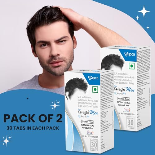 Image of New Keraglo Men Hair Growth Tablets (30 Tabs) Pack 2 - Revolutionary Gender Based Formulae Enriched with Potent DHT Inhibitors, Hair Specific Amino Acids, Powerful Anti-oxidants, Essential Vitamins, Vital Minerals & Natural Extracts - Nourishes Scalp, Supports Follicles & Strengthens Strands - Hair Supplements