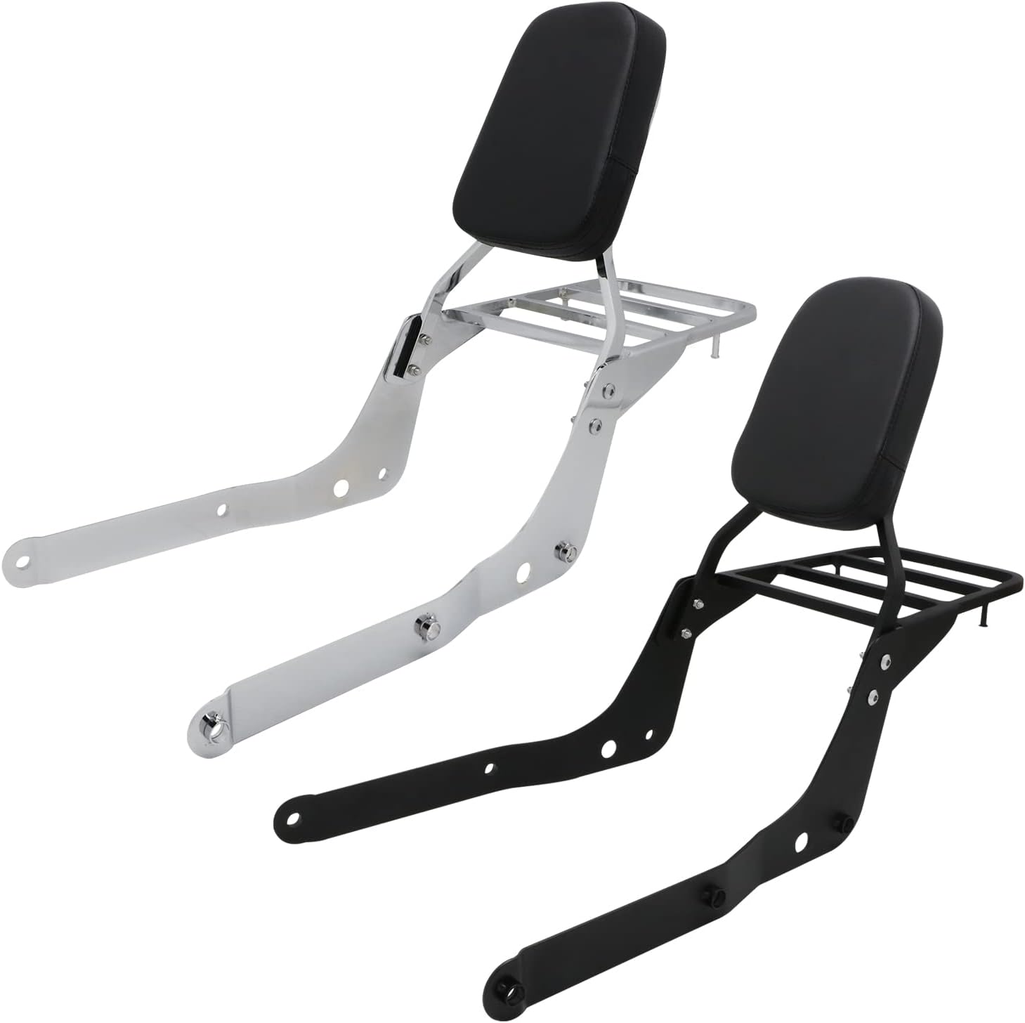 Passenger Backrest Sissy Bar With Comfortable Pad And Luggage Rack Compatible With Honda Shadow Aero 750 VT750C 2004-2022 (Chrome)