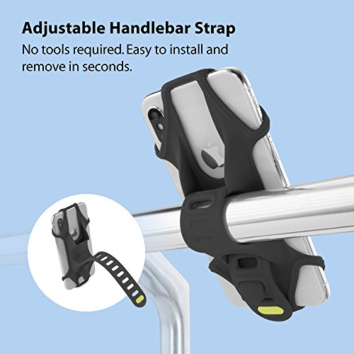 Bone Bike Tie 2, Universal Bike Phone Mount for Handlebar, Bicycle Motorcycle Handlebar Stroller Cell Phone Holder for iPhone 12 11 Pro Max Mini XS XR 8 7 6 Plus (Black)