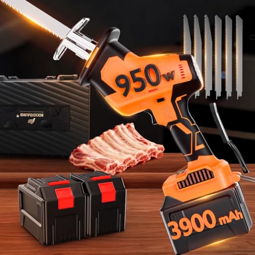 950W Brushless Motor Electric Meat and Bone Saw with2 3600mAh Battery 6 Upgraded BladesHandheld Butchering Tool - Home Butcher Saw Kit with 1 toolbox