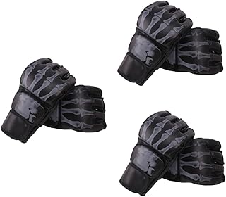 BESPORTBLE 3 Pares De Luvas De Boxe Esportivas Luvas De Proteção Luvas Pretas Sem Dedos Luvas Pu Sparring Luvas De Saco De Boxe Kickboxing Luvas Marciais Luvas De Sparring Suprimentos