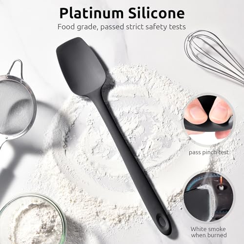 Image of U-Taste 14 inch Long Silicone Spoonula, 600F High Temp Spoon Spatula, Black