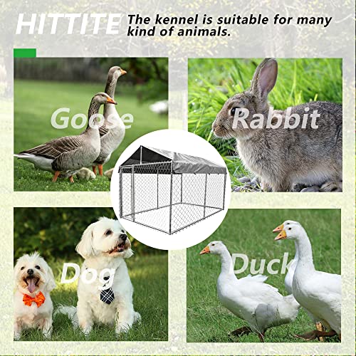 HITTITE Large Outdoor Dog Kennel, Heavy Duty Outdoor Fence Dog Cage, Anti-Rust Dog Pens Outdoor Dog Fence with… - Image 7