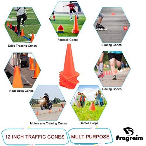 12 Inch Orange Traffic Training Cones, Plastic Safety Parking Cones, Agility Field Marker Cones For Soccer Basketball Football Drills Training, Outdoor Sport Activity & Festive Events - 12 Pack #TOP5