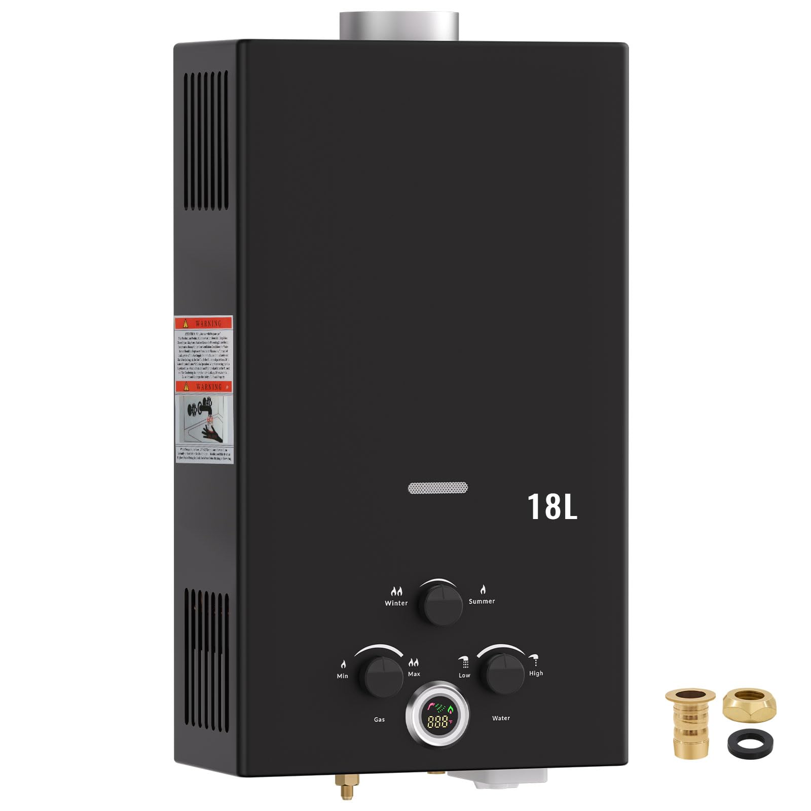 Gas Water Heater,18L Outdoor Instant Water Heater with Digital Display and Multi-Protection for Indoor Shower,Kitchenette,Laundry Room,Courtyards,Camping Outdoor Shower