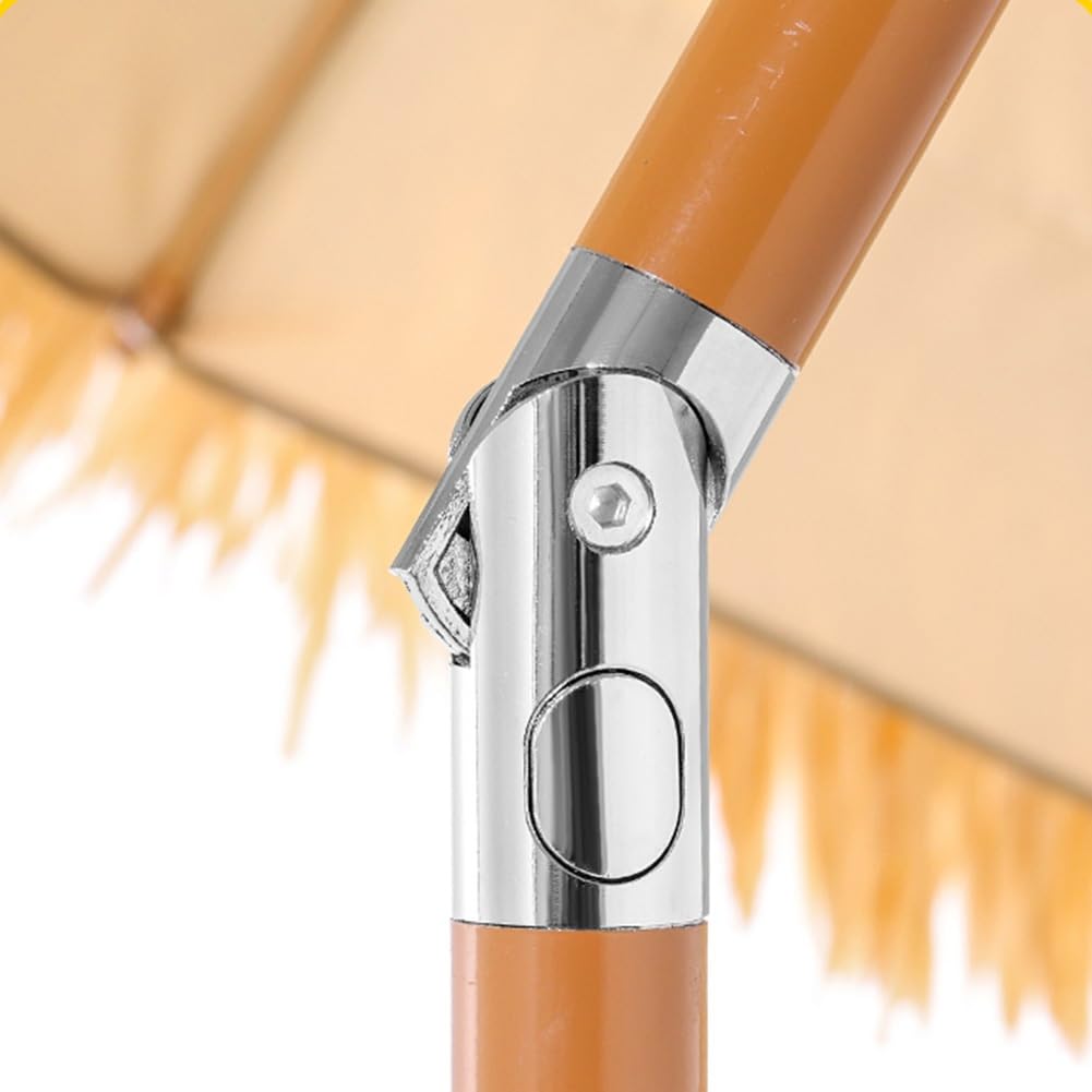 Ombrellone da Spiaggia Tropicale Antivento in Stile Tiki con palo in Ferro inclinabile e 10 Stecche in Fibra di Vetro, Parasole Portatile per Esterni, Ideale per Spiaggia e Giardino, con BOR