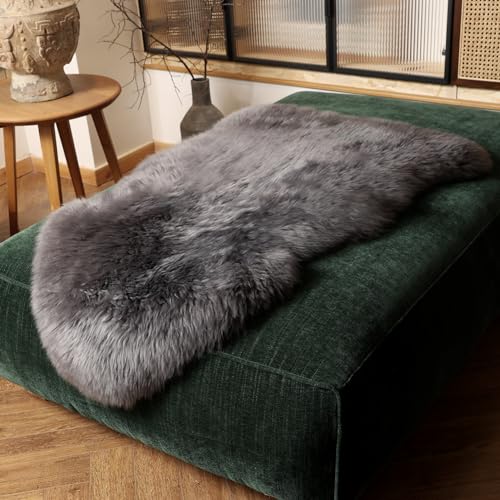 Iriwool IRYPDT-1P-TH Premium Genuine Fur Sheepskin Rug Real Australia Sheepskin Natural Luxury Fluffy Lambskin Fur Area Rug Seat Covers thumb #1