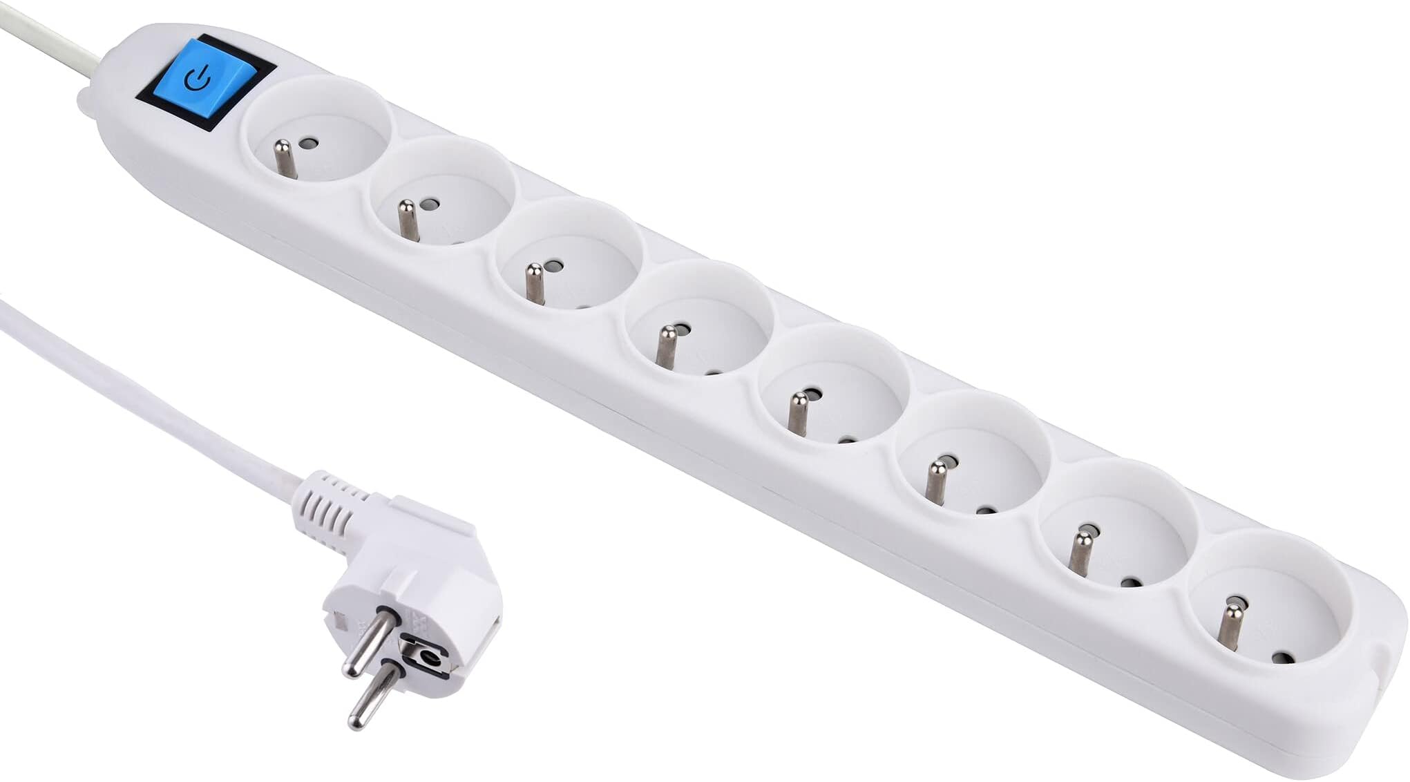 Electraline35401 8-Socket Power Strip with Switch 1.5m White
