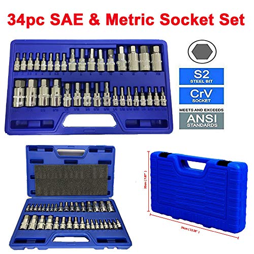 Buy Master Torx Socket Allen Set Tamper Proof Security Bit Plus External Star 34PCS SAE & Metric