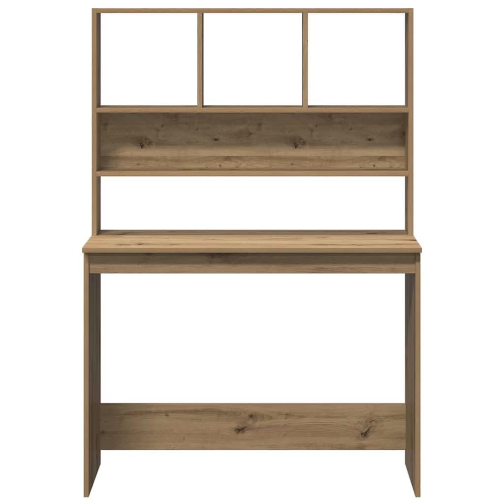 Scrivania con scaffale, rovere Artisan, 102 x 45 x 148 cm, materiale in legno, tavolo da ufficio compatto con spazio per casa, ufficio, cameretta dei bambini