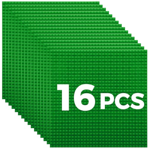 Image of Classic Baseplates Building Plates-10 inch x 10 inch Building Boards,100% Compatible with All Major Brands and Activity Table, Creative Platforms Mats for Toy Bricks (Green-16, 16 Pack)