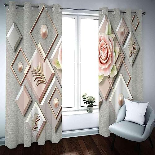 Rideaux à oeillets fleurs abstraites pour chambre enfant et salon occultant