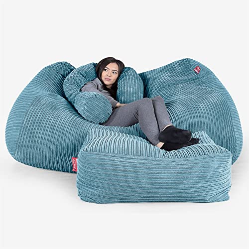 Lounge Pug, Riesen Sitzsack Couch, Sitzsack Sofa, Cord Türkis – Bild 4