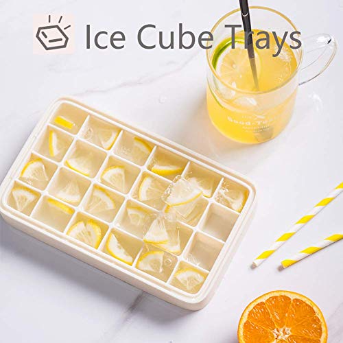 Greenrain Ice Cube Tray Silicone Easy Release Flexible 24-Ice Trays Molds With Removable Lid Dishwasher Safe (White) #TOP1