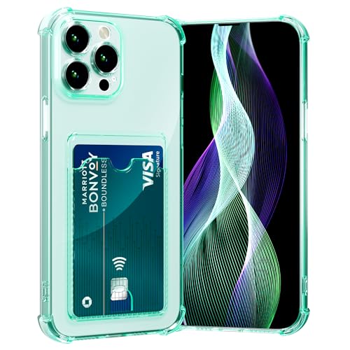Image of AKABEILA Case for iPhone 15 Pro Green Cute Phone Case Soft TPU Wallet Case Slim Bag Cover Shockproof with Card Slot Holder