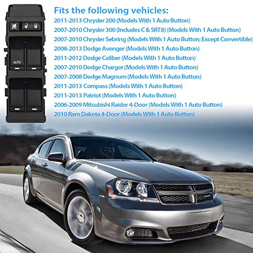 Image of Power Window Switch Driver Side,with 1 Single AUTO,Replacement for Chrysler 200 300 Sebring Dodge Avenger Caliber Charger Magnum Jeep Compass Patriot Replace# 4602780AA