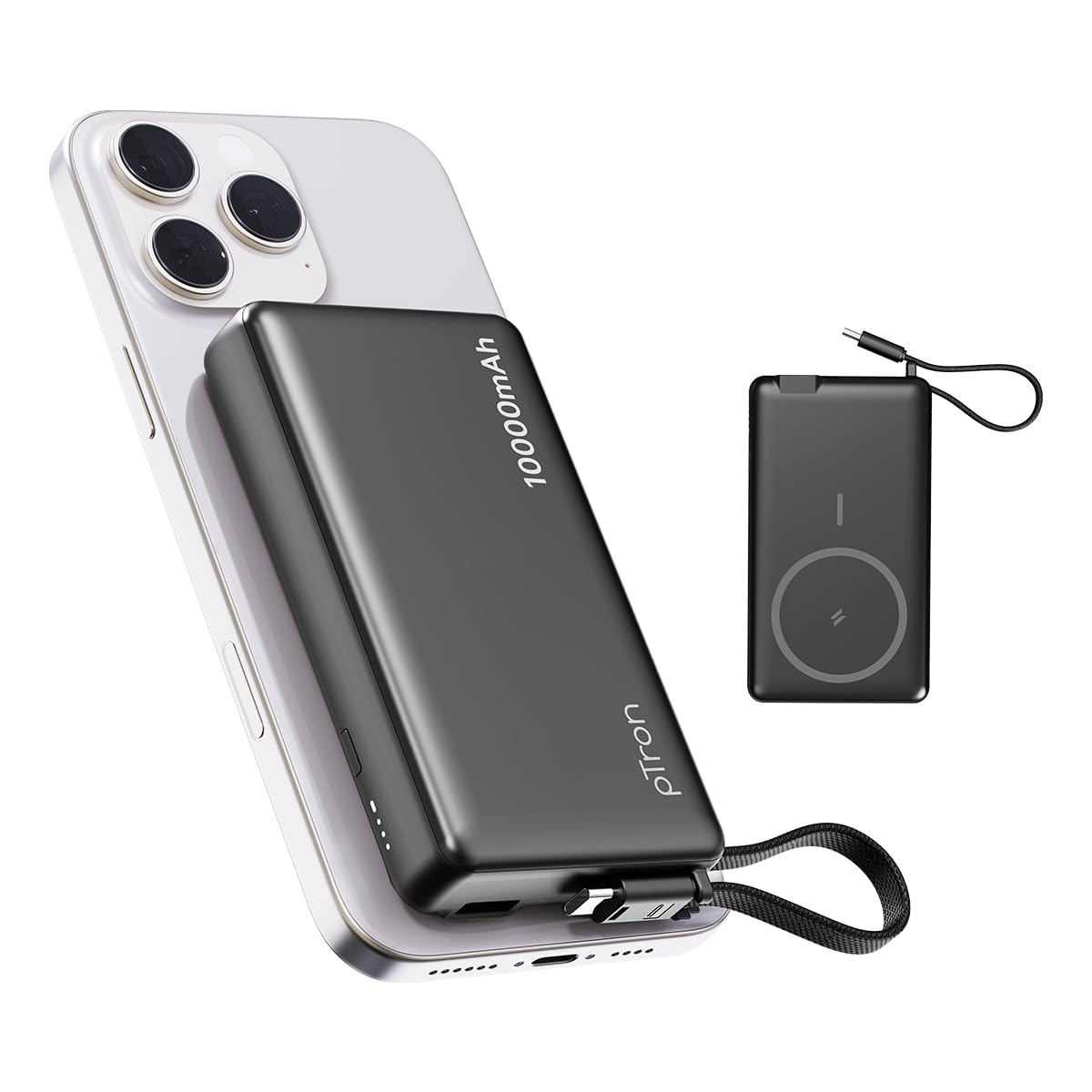 pTron Dynamo Dash Magnetic Wireless 10000mAh Fast Charging Slim Power Bank, Strong Magnet, 22.5W Output, Compatible w/iPhone 12/13/14/15/16, Android & Other Qi Enabled Devices, Type-C Input (Black)-image-38