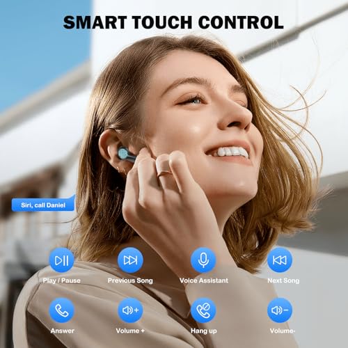Image of HTC Wireless Headphones Bluetooth 5.1 Sports Earbuds with Microphone - Compatible with iPhone, Xiaomi, Sony, Samsung - Black