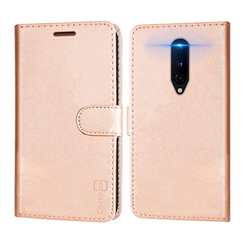 CoverON Wallet Designed for ONEPLUS 8 Case, RFID Blocking Flip Folio Stand PU Leather Phone Pouch - Rose Gold