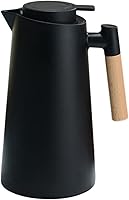 Vista 9 de Irishom Jarra térmica de doble pared de 1 litro, olla térmica al vacío con mango de madera, hervidor de agua, frasco aislado, jarra de té que Blanco
