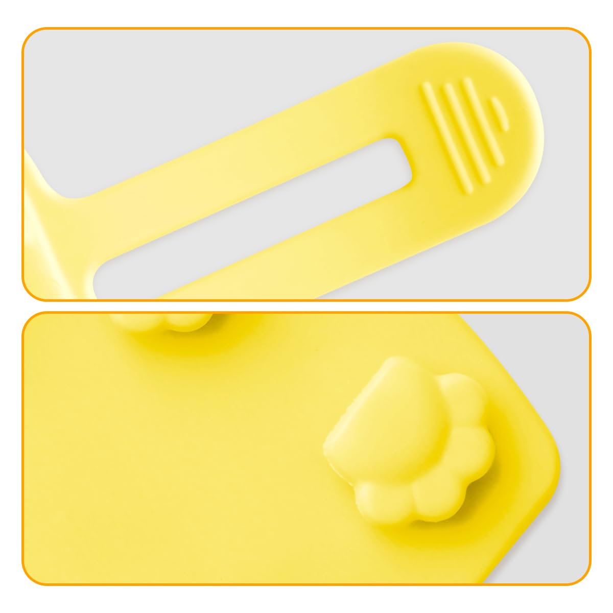 Thyonta 2 Pcs Cat Self-Grooming Silicone Massage Brush 2-in-1 No-Bath Grooming Tool Shedding Glove Scratch Relief Toy with Strap for Table and Chair Legs (Yellow) - Image 3