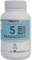 Magnésio Concentrado 5 em 1 - AuraVitta - Suplemento Alimentar 30 Cápsulas