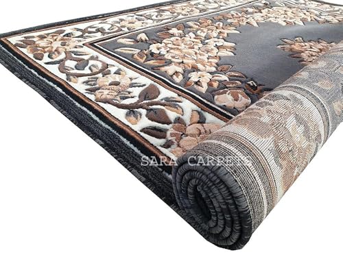 Image of Soft Thick Geometric Acrylic Washable Anti Skid Carpet. for Living Room Bedroom. Hall Size 6 x 8 feet (150X210 Cm) Grey D32