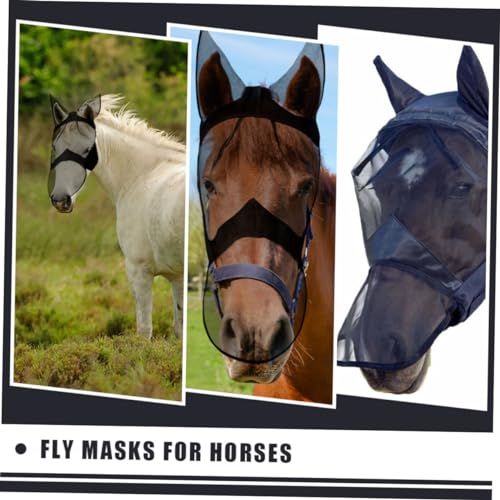 OATIPHO Respirável máscara de cavalo de estimação bicho de estimação máscara de mosca com orelhas ma