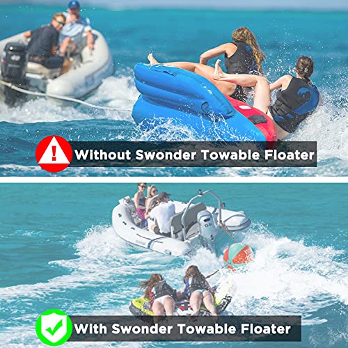 Swonder Water Sports Floater for Boating, Towable Float Ball (42in x 27in) with 60ft Rope for 1-4 Rider Towable Tubes, Boating Accessories for Boats to Pull