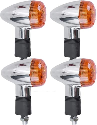 4Pcs Universal Amber Chrome Front Rear Turn Signal Blinker Indicator Light Replacement For Harley Kawasaki Suzuki Cruiser Bobber Chopper #TOP1