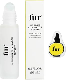 Fur Ingrown Eliminator Serum Rollerball Travel Size 10ml: AHAs & BHAs Treat Ingrown Hairs, Bumps, Soothe Skin - Magnet Included
