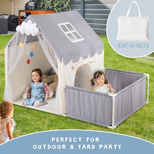 LOAOL Large 2-in-1 Kids Playhouse Tent Toddler Tent with Cloud