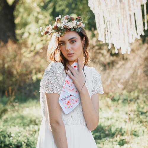 15 Pack 17" Cotton Handkerchiefs for Women, Women's Soft Hankies with Floral Print, Ladies Vintage Pocket Handkerchief, Multicolored Square Head Scarf for Wedding, Tea Party Favors, Gifts 6