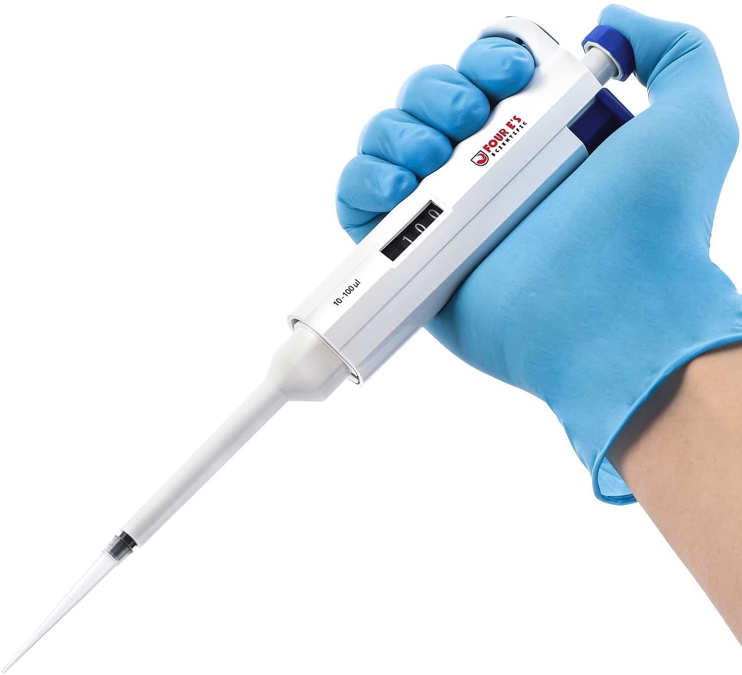 FOUR E'S SCIENTIFIC 10-100ul Micropipette Single-Channel Pipettor Adjustable Variable Volume Micropipette High Accurate Pipettor for Laboratory