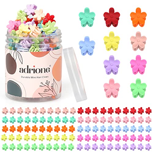 Image of ADRIONE Mini Hair Clips Pack of 100 - Colorful Tiny Flower Hair Clips for Baby Toddler Girls Women, Strong Grip for Fine Hair Bangs
