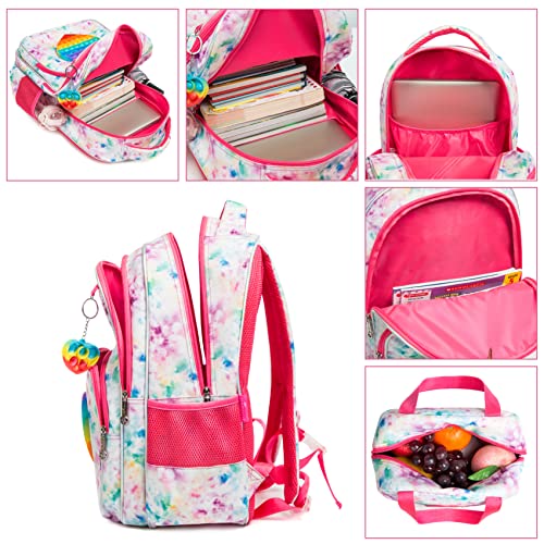 HTgroce Pop it Rucksack für Mädchen Pop Fidget Einhorn Tasche mit Lunchpaket Vorschule Kindergarten, Rucksack Schule Büchertaschen für Kinder.