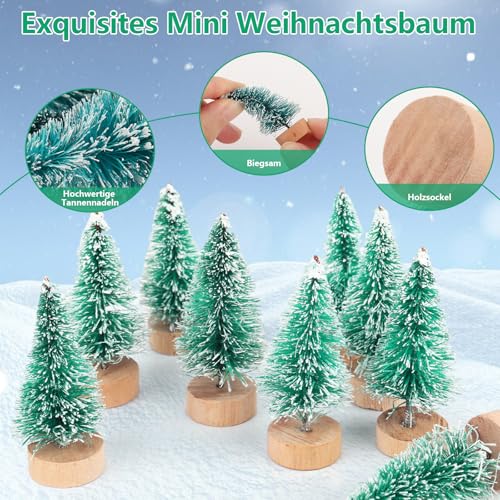 Coopay Weihnachtsbaum Deko, 24 Stück Mini Künstlich Miniatur Tannenbaum Grün Mini Weihnachtsbaum Baum Klein Künstlicher Flaschenbürste Weihnachtsbaum für Tischdeko, DIY, Miniatur-Weihnachtsbaum
