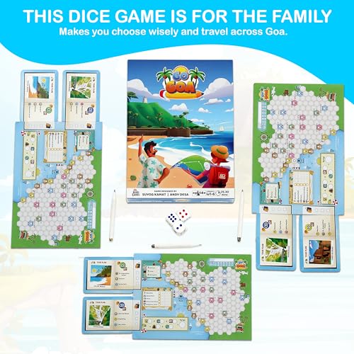 Image of Kheo Games Go Goa Board Game Exciting Adventure Strategy Board Game for Kids & Family Dice Game for Adults, Teenagers 14 Years 1-6 Players