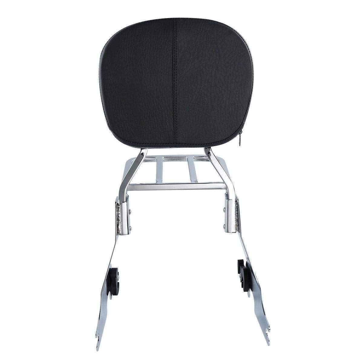 TCMT Portapacchi cromato con schienale Sissy Bar compatibile con Harley Sportster 883 XL883 2004-2022 SuperLow 2011-2019 1200T XL1200T 2014-2017 Sportster XL1200L 2006-2011 Forty Eight XL1200X 2010
