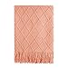 Bourina Coral Throw Blanket Textured Solid Soft Sofa Couch Decorative Knit Blanket, 50" x 60", Coral
