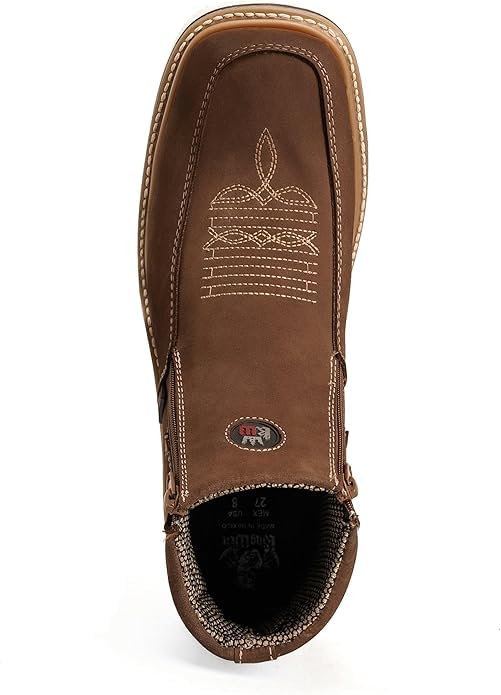 King Welt Country Flex Genuine Leather Dual Zipper Work Short Boot Soft Toe Pin Stripe Wedge Sole - Sand 5