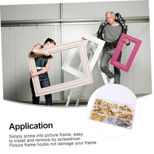 Image of Mikikit 224pcs Picture Hooks Kit Picture Hanging Hooks Organizer Box Easy Install Wall Mounting Hardware for Frames and Art Sturdy and Reusable