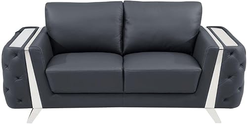 Miniatura 8 de Blackjack Furniture Reggio Collection - Sofás de cuero italiano de grano completo para sala de estar con marco de madera brasileña y patas de acero