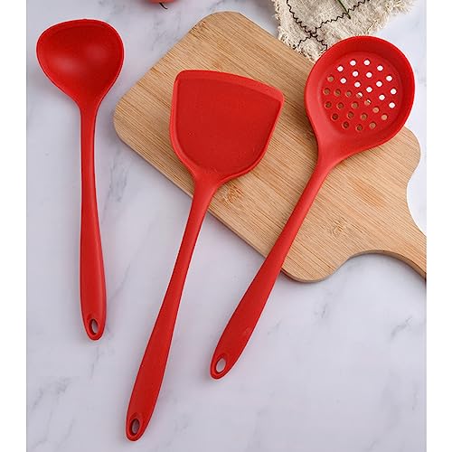 Silicone Rubber Kitchen Supplies Set 6PCS (Fishing Fence, Soup Spoon, Spatula, Powder Claw, Spatula, Rice Spoon) Baking Tools red - Image 4