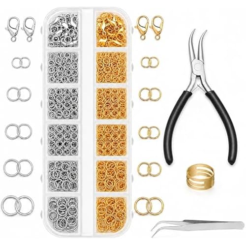 Bonison 1200 Pcs Jump Rings for Jewelry Making Kit, Gold and Silver Tone
