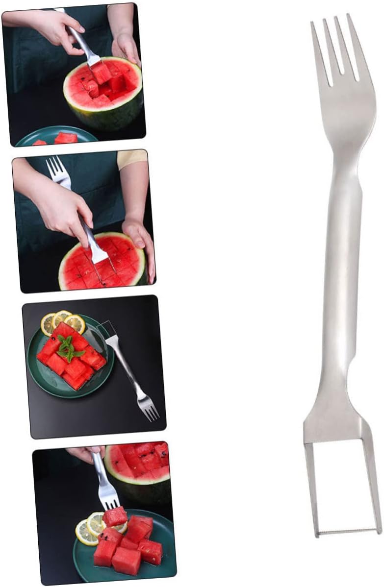 5pcs Stainless Steel Watermelon Fork Fruits Slicer Slicer Cutter Home Kitchen Utensil Easy Serving