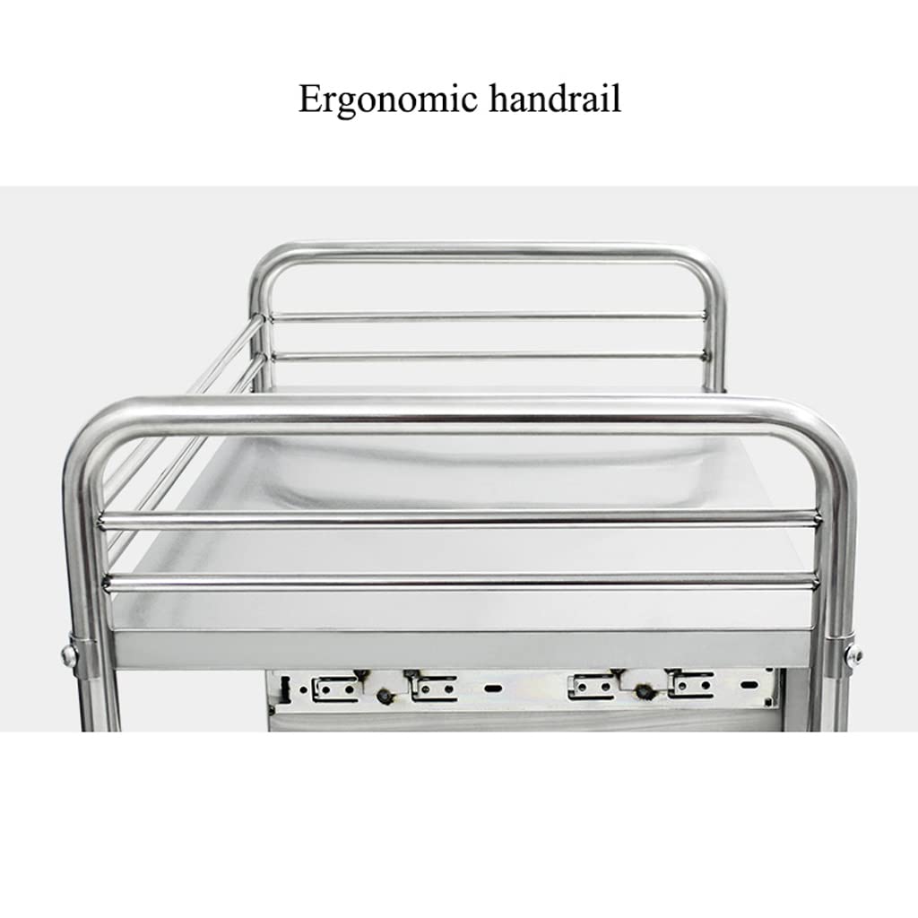 Carrello per cosmetici a 3 piani con ruote con freno universale, in acciaio inox I Carrello multiuso e struttura in metallo I Carrello da trasporto(Acciaio inossidabile anti-iodio 304-M-69*46*91CM
