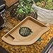 Bothyi Reptile Water Bowl Turtle Bathing Pool Fish Tank Decoration with Ramp Food Dish Tortoise Feeder for Gecko Snake Lizard Turtle, Brownish Yellow