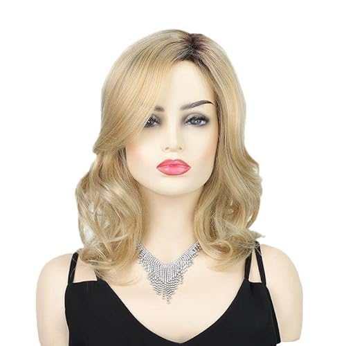 cfycfy987 Realistic Wigs Golden Women's Long Curly Hair Wig Headband,