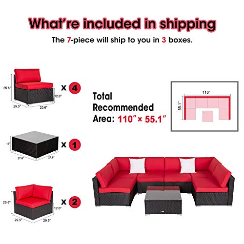 Kinbor Outdoor Patio Furniture 7 Piece Sectional Conversation Sofa Couch Set With Coffee Table For Patio Outdoor Deck Pool Lawn #TOP3